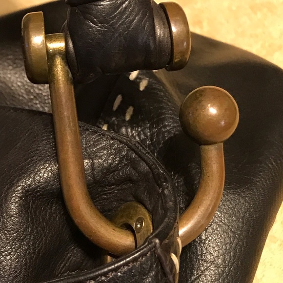 BCBGMaxAzaria Signature Black Leather Hobo Bag - Picture 8 of 12
